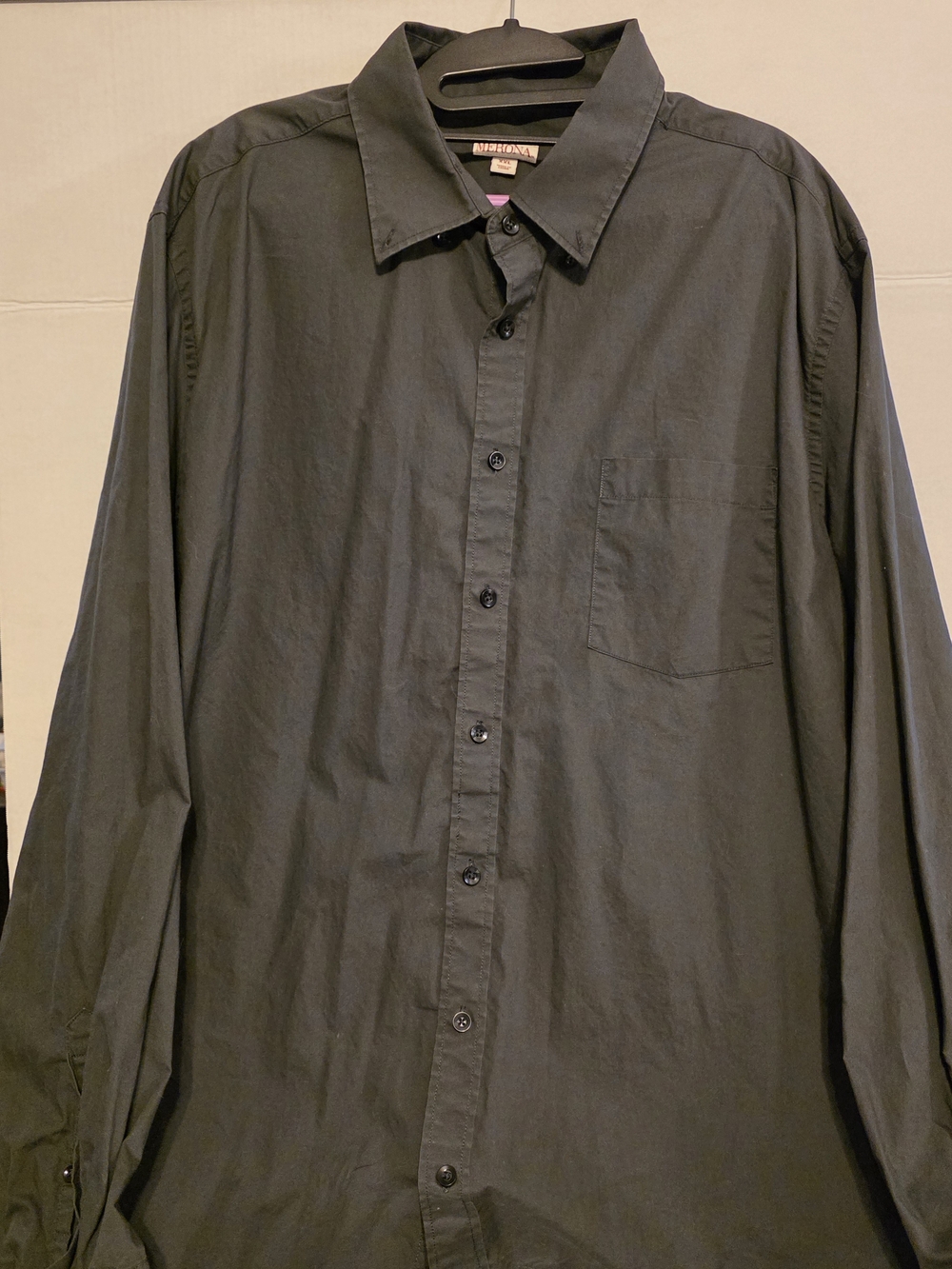 Merona Men's Black Long-Sleeve Button-Up Dress Shirt
